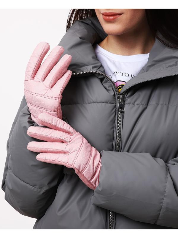 Перчатки женские, безразмерные, с утеплителем, цвет розовый