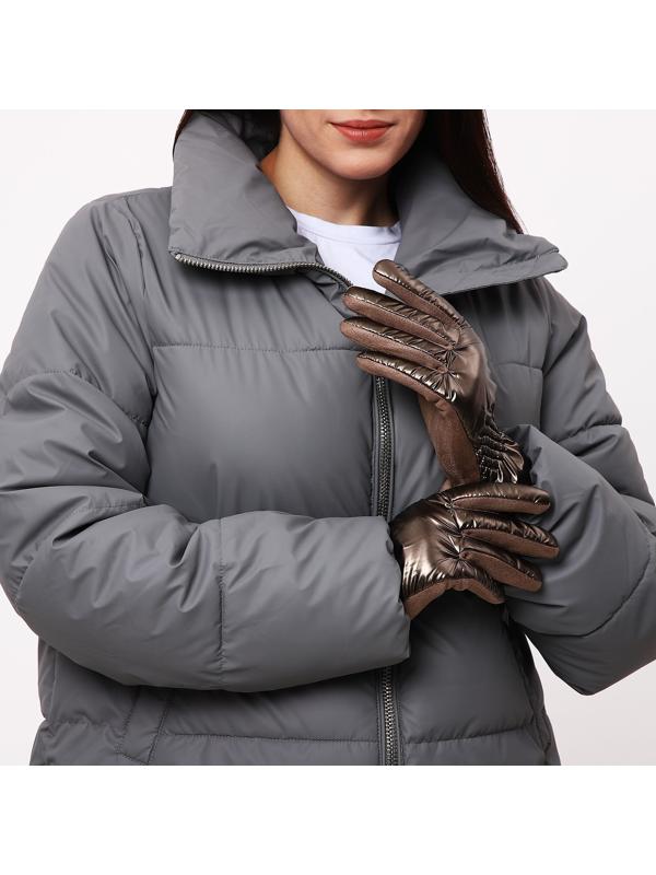 Перчатки женские, безразмерные, с утеплителем, цвет коричневый