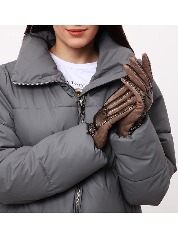 Перчатки женские, безразмерные, с утеплителем, цвет коричневый