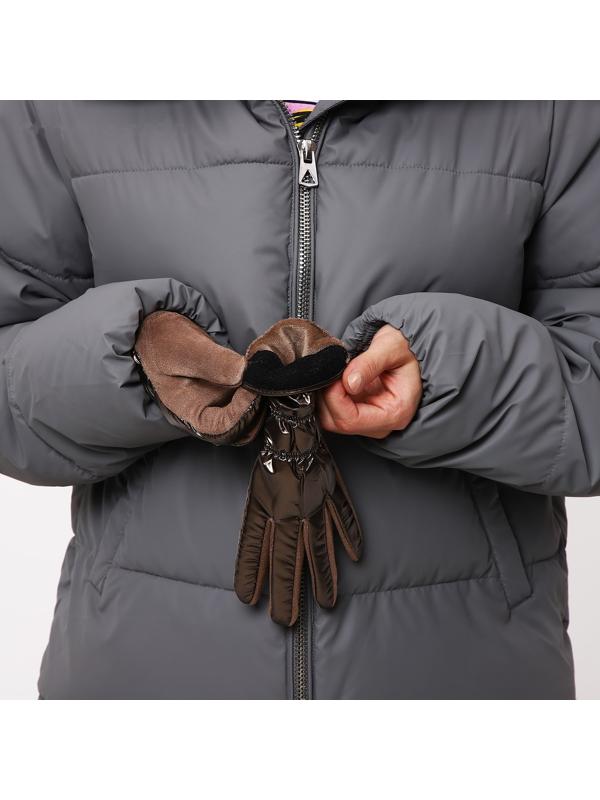 Перчатки женские, безразмерные, с утеплителем, цвет коричневый