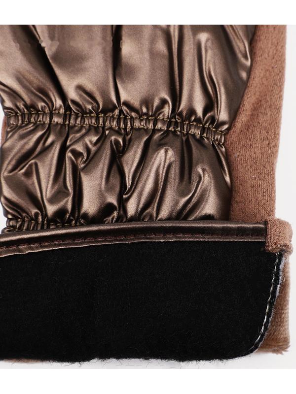 Перчатки женские, безразмерные, с утеплителем, цвет коричневый