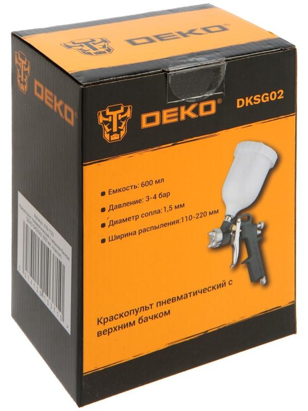 Краскопульт пневматический с верхним бачком DEKO DKSG02, пластик, 600 мл