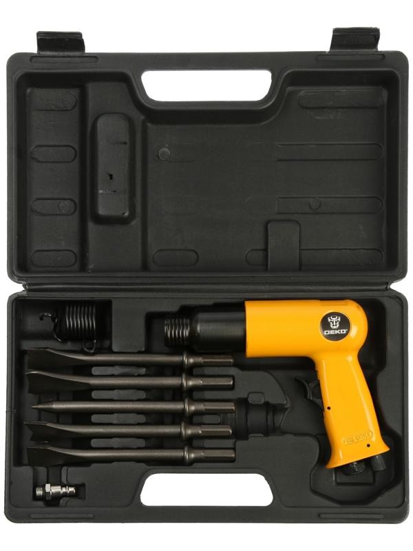 Молоток пневматический DEKO DKPT04, SET 3 в чемодане с набором оснастки, 8 предметов