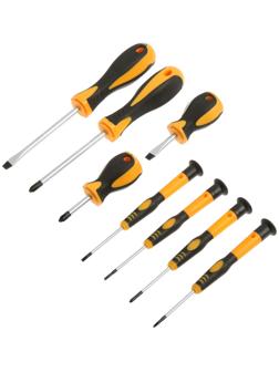 Набор отверток DEKO SS08, PH2 и SL6 х 38 и 100 мм, SL 2.3-3, PH00-0, 8 предметов