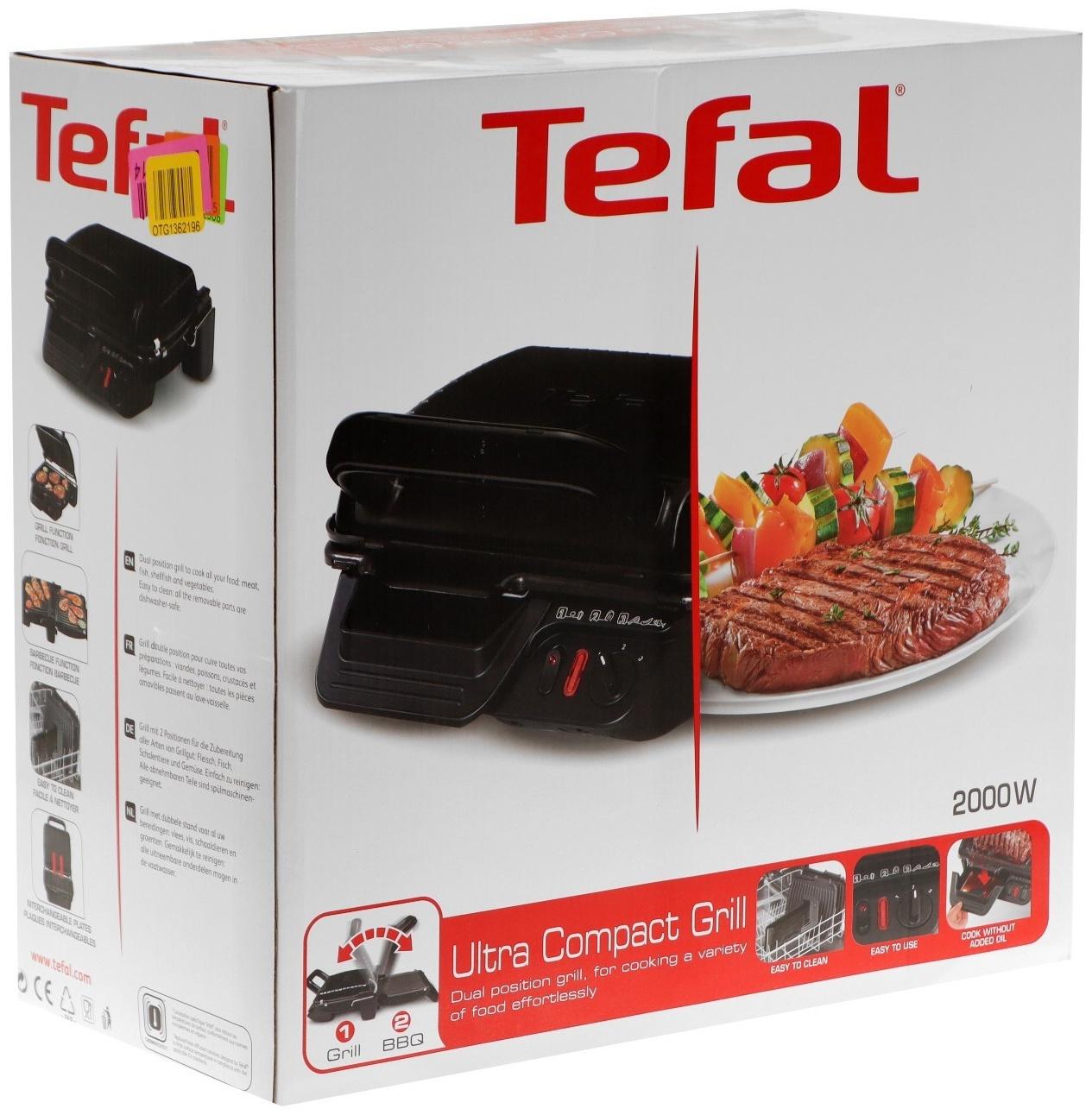 Гриль электрический Tefal GC305816, 2000 Вт, антипригарное покрытие, 38.8х21 см