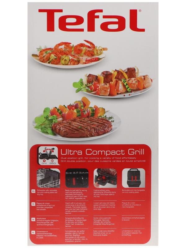 Гриль электрический Tefal GC305816, 2000 Вт, антипригарное покрытие, 38.8х21 см