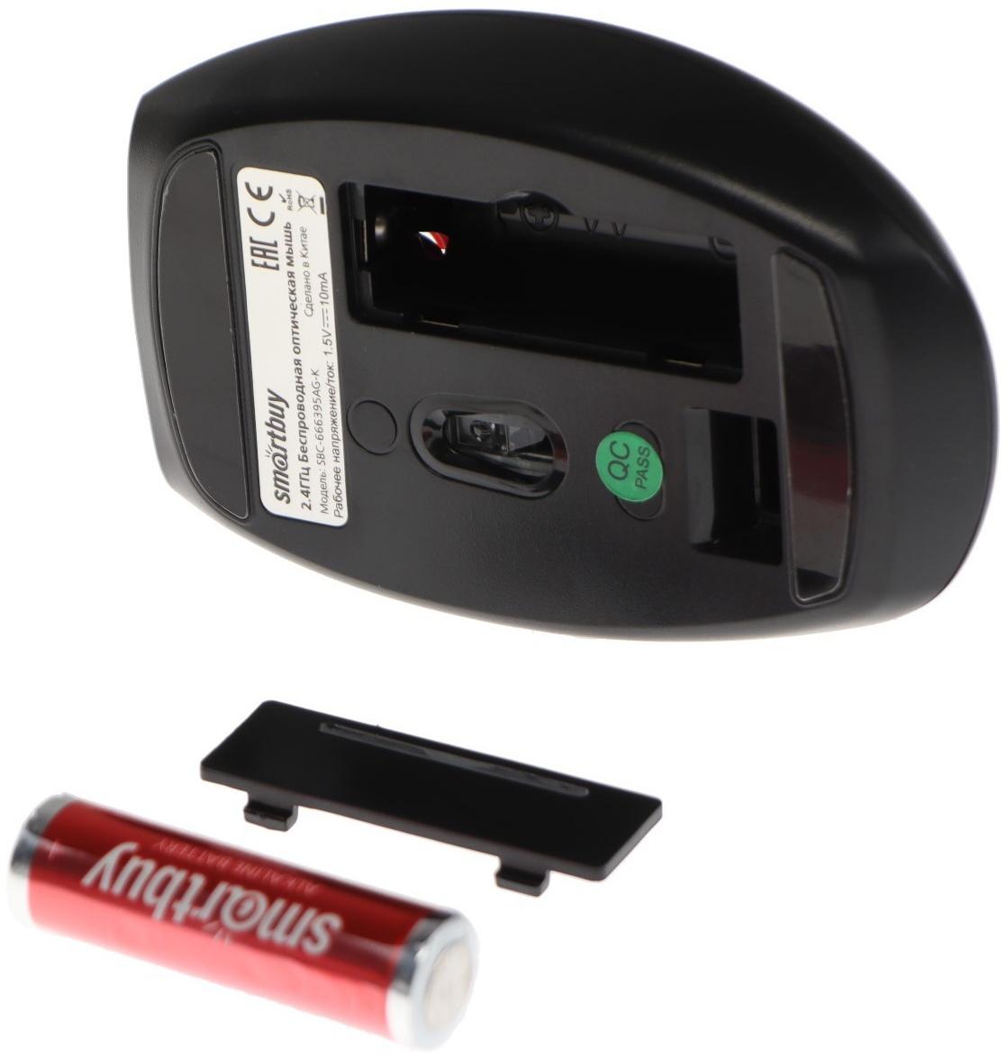 Комплект клавиатура и мышь Smartbuy SBC-666395AG-V, беспровод, мембран, 1000 dpi, USB,черный