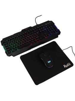 Комплект клавиатура+мышь+ковер Smartbuy RUSH Shotgun, провод, мембран, 3200 dpi, USB, чёрный
