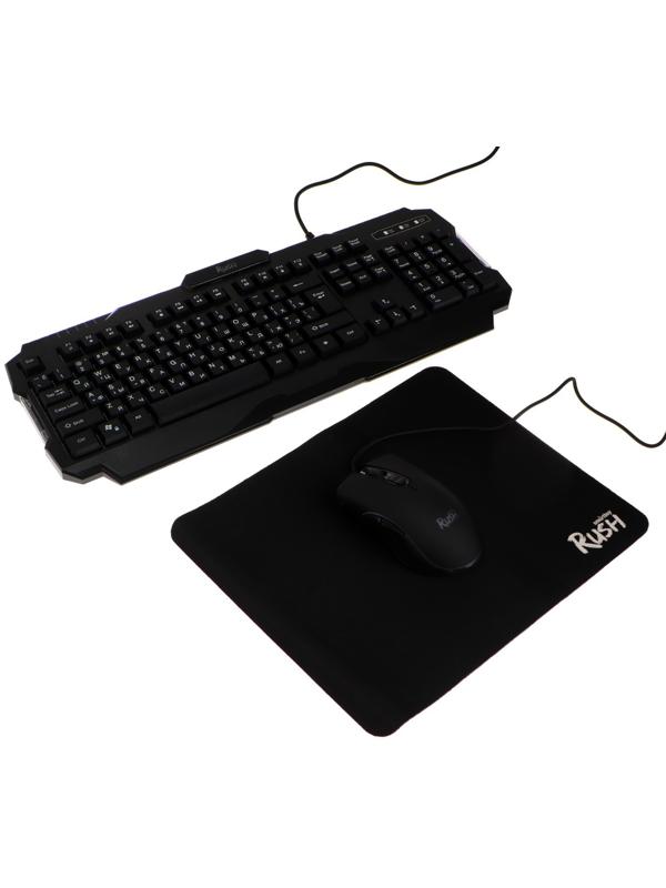 Комплект клавиатура+мышь+ковер Smartbuy RUSH Shotgun, провод, мембран, 3200 dpi, USB, чёрный