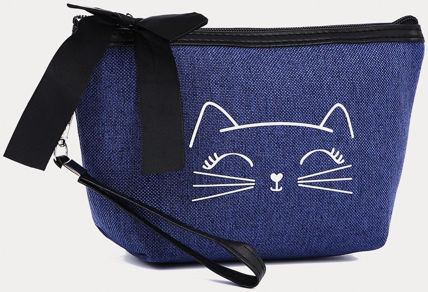 Косметичка на молнии, с подкладом, цвет синий