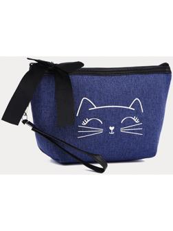 Косметичка на молнии, с подкладом, цвет синий