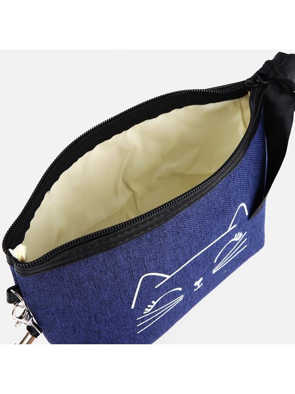 Косметичка на молнии, с подкладом, цвет синий