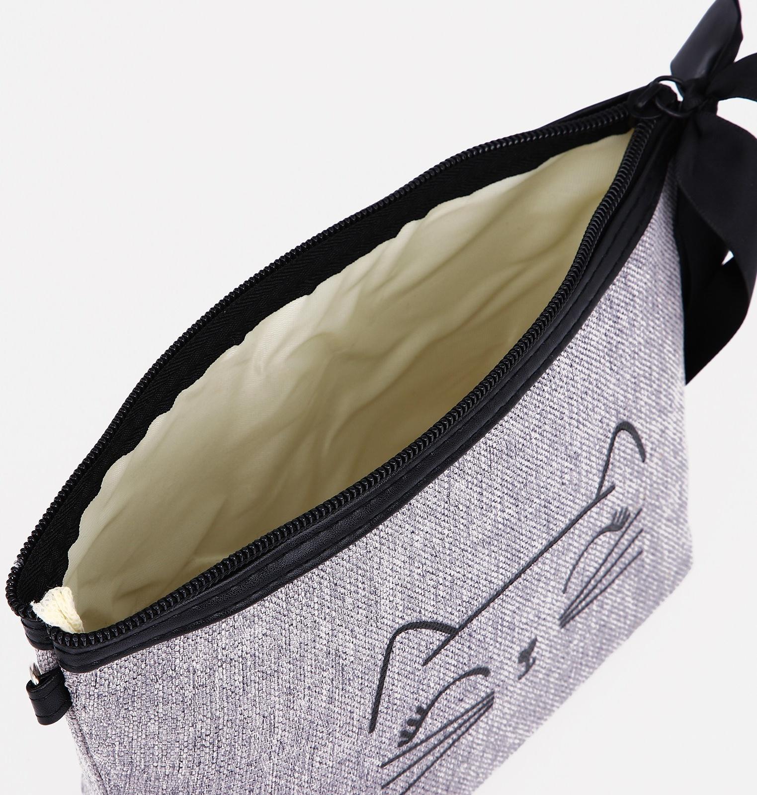 Косметичка на молнии, с подкладом, цвет серый