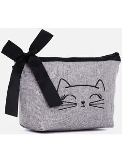 Косметичка на молнии, с подкладом, цвет серый