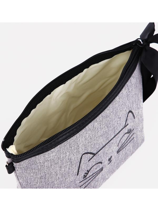 Косметичка на молнии, с подкладом, цвет серый