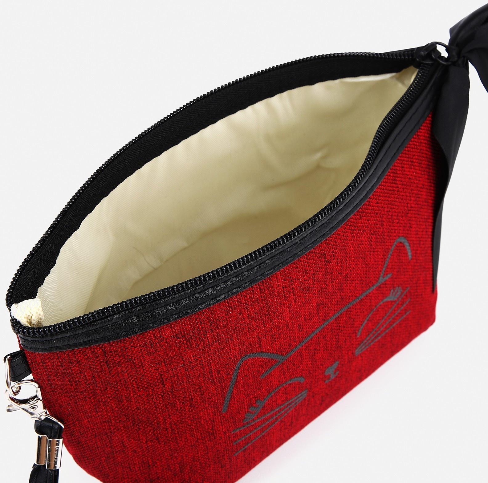 Косметичка на молнии, с подкладом, цвет бордовый