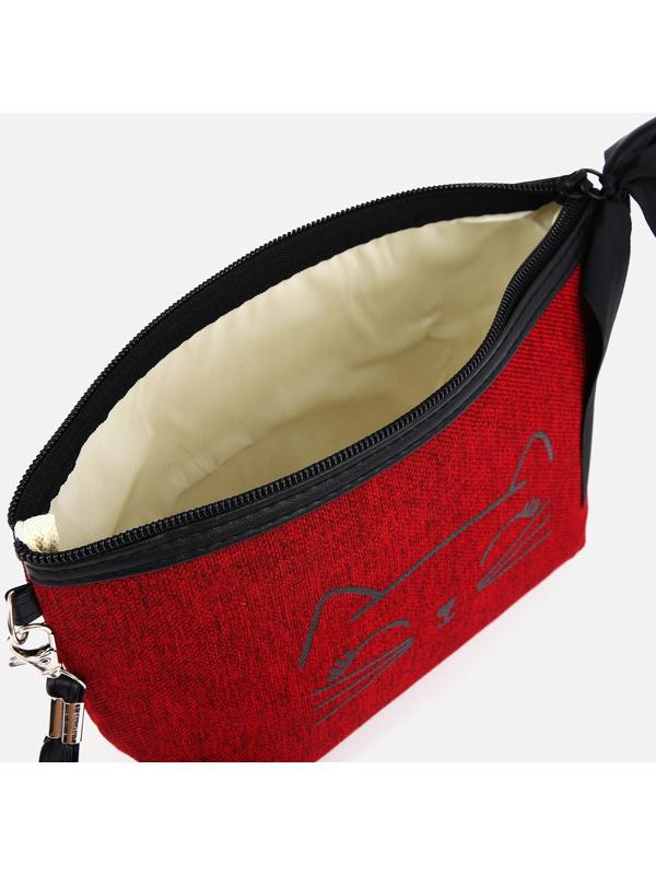 Косметичка на молнии, с подкладом, цвет бордовый