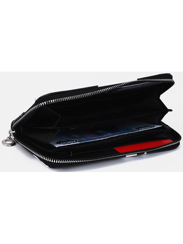 Кошелёк на молнии, отдел для карт, для монет, цвет белый/чёрный