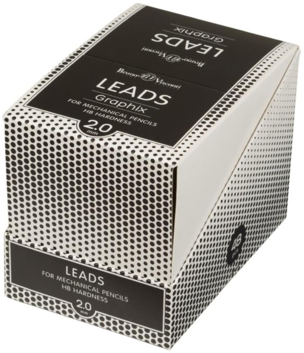 Грифели для механических карандашей BrunoVisconti GRAPHIX, 2.0 мм, НВ, 5 штук, в футляре