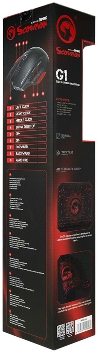 Игровой набор Marvo M355+G1, мышь проводная+коврик, 7200 dpi, цвет черно-красный