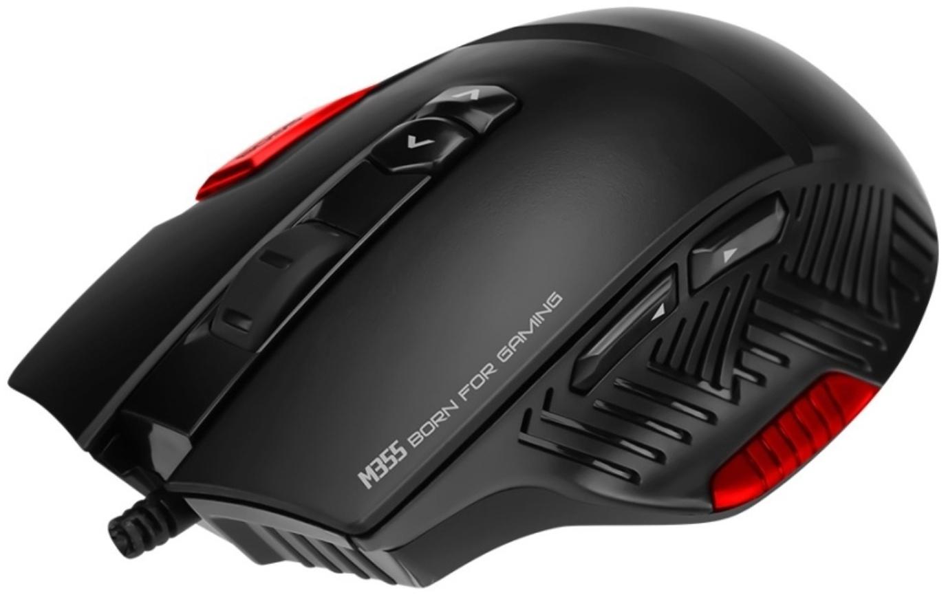 Игровой набор Marvo M355+G1, мышь проводная+коврик, 7200 dpi, цвет черно-красный