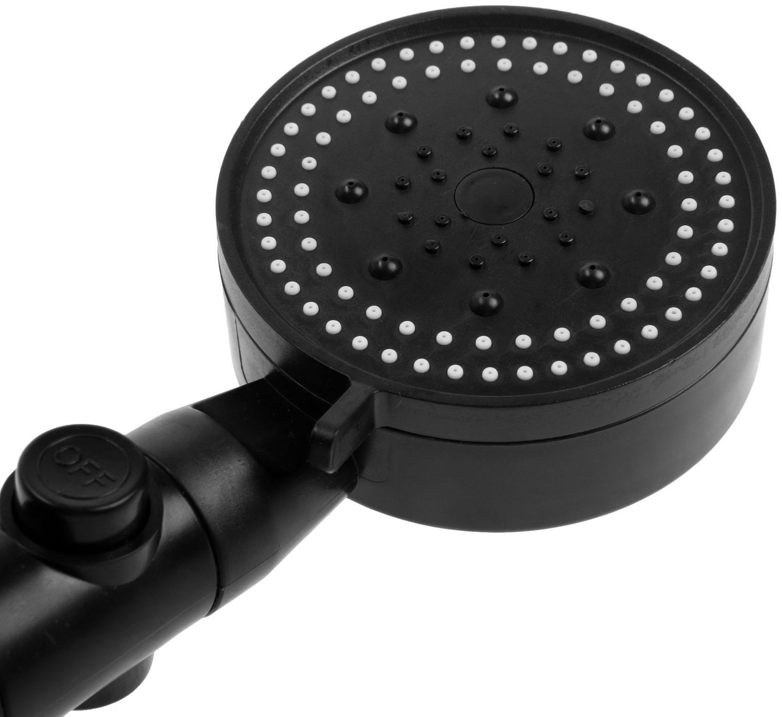 Набор для душа ZEIN Z2715, шланг 150 см, самоклеящийся держатель, лейка 5 режимов, черный