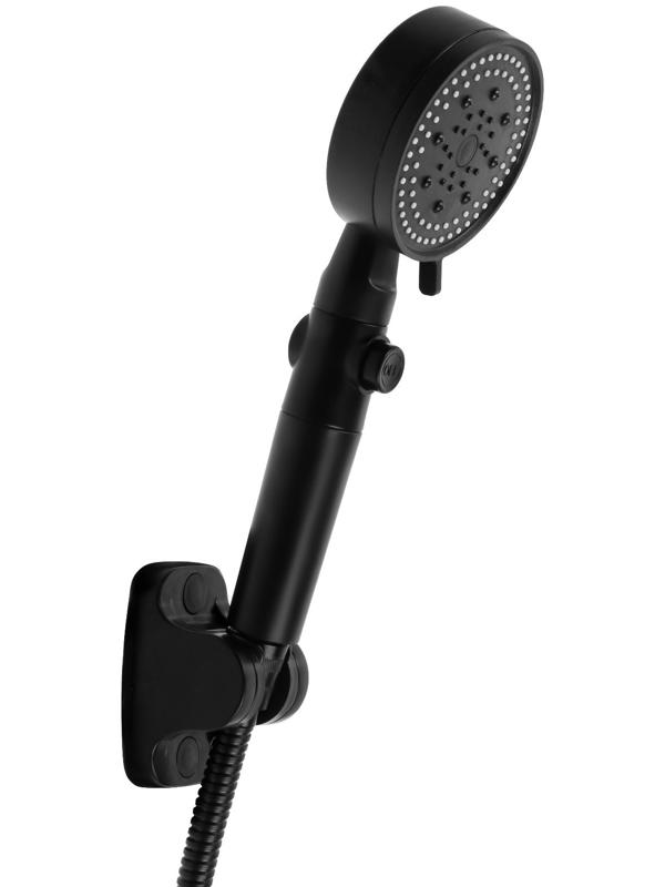 Набор для душа ZEIN Z2715, шланг 150 см, самоклеящийся держатель, лейка 5 режимов, черный