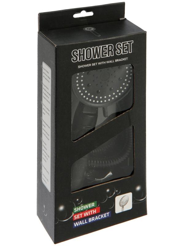 Набор для душа ZEIN Z2715, шланг 150 см, самоклеящийся держатель, лейка 5 режимов, черный