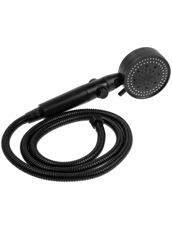 Набор для душа ZEIN Z2715, шланг 150 см, самоклеящийся держатель, лейка 5 режимов, черный