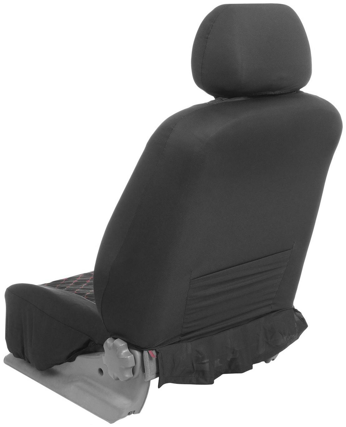 Авточехлы TORSO Premium, 11 предметов, красная строчка