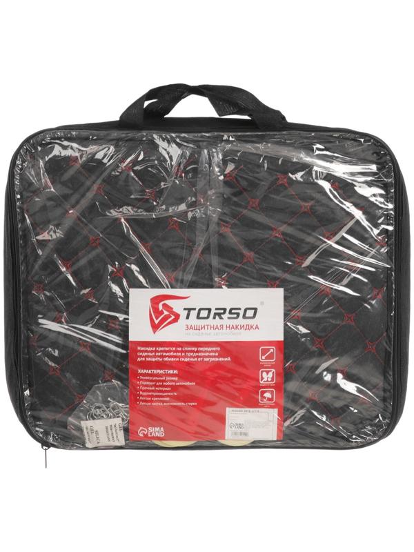 Авточехлы TORSO Premium, 11 предметов, красная строчка