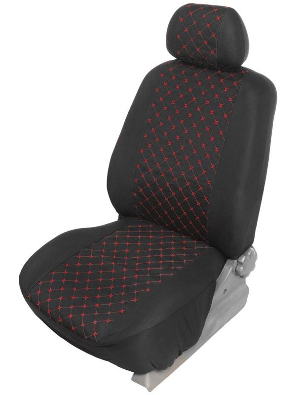 Авточехлы TORSO Premium, 11 предметов, красная строчка