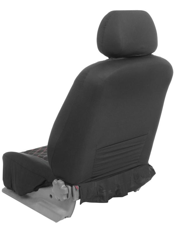 Авточехлы TORSO Premium, 11 предметов, красная строчка