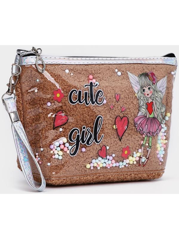 Косметичка на молнии, цвет коричневый