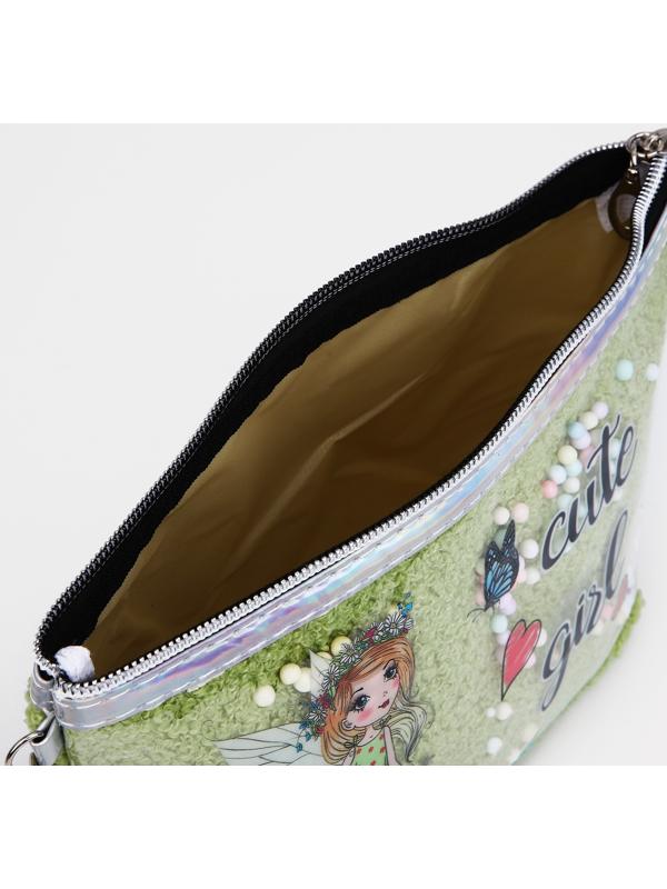 Косметичка на молнии, цвет зелёный