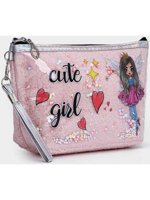 Косметичка на молнии, цвет розовый