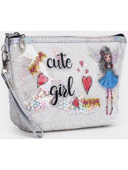 Косметичка на молнии, цвет белый/серебряный