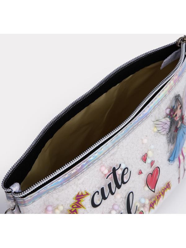 Косметичка на молнии, цвет белый/серебряный