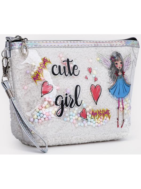 Косметичка на молнии, цвет белый/серебряный