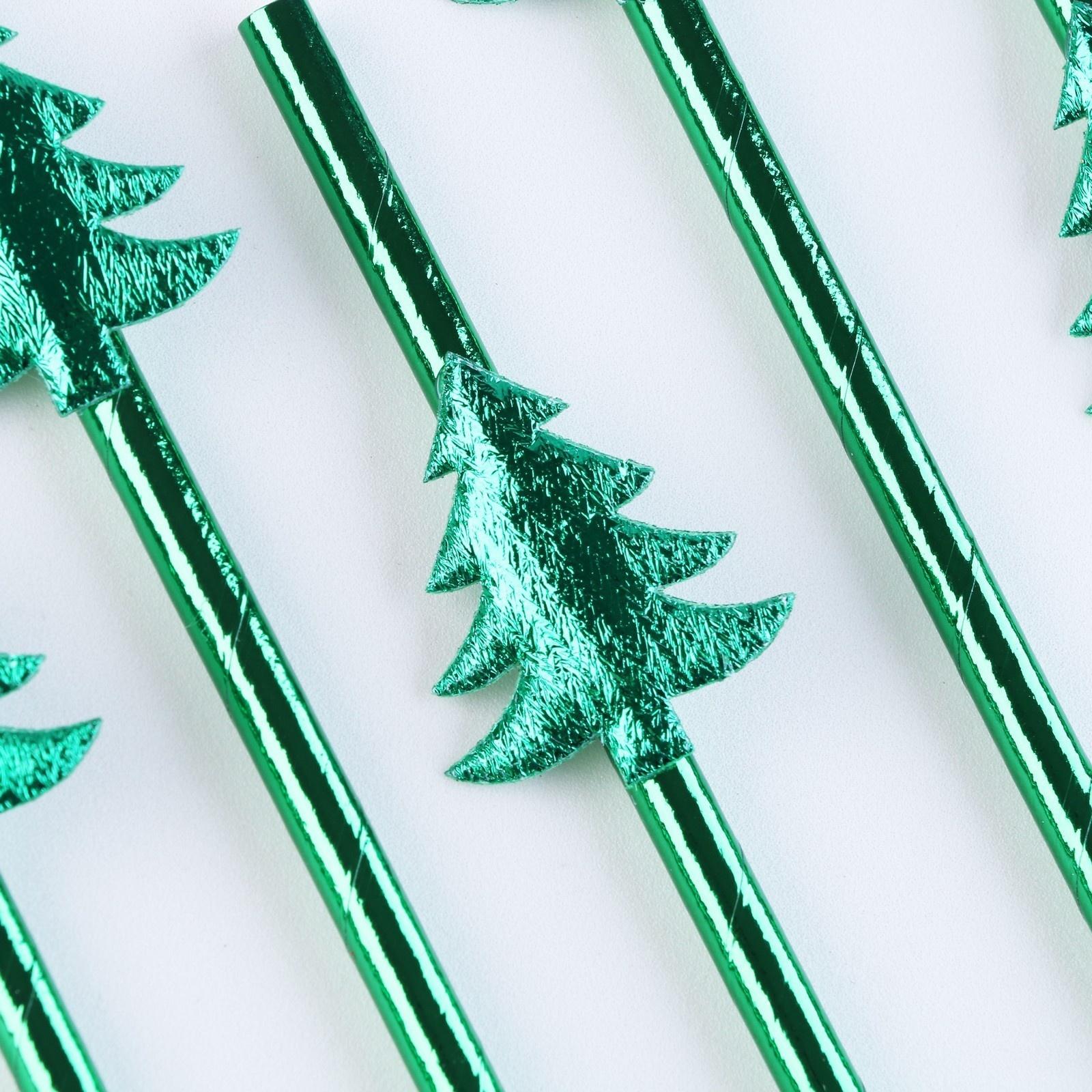 Трубочки для коктейля «Ёлочки», в наборе 6 штук