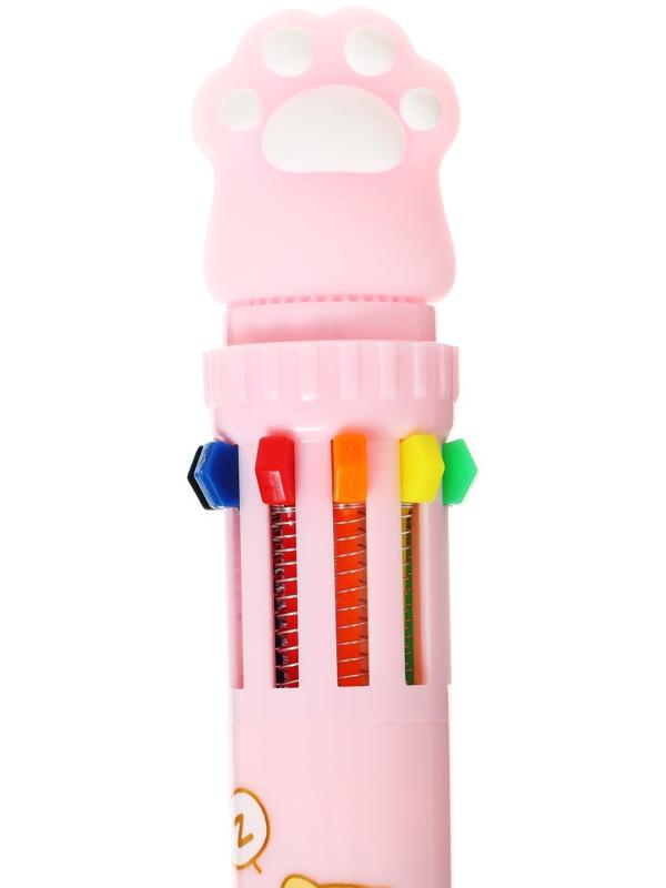 Ручка шариковая автоматическая 10-ти цветная, стержень 0,7мм, Лапка МИКС