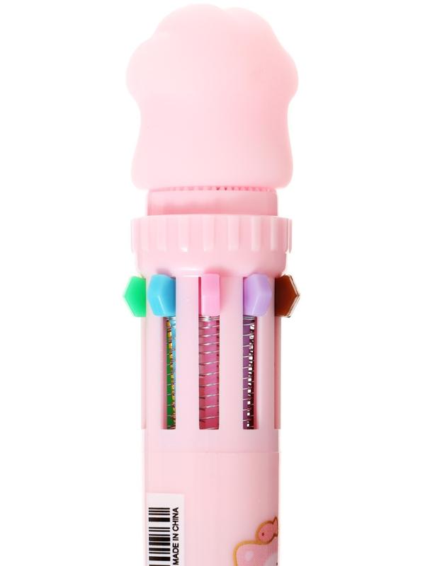 Ручка шариковая автоматическая 10-ти цветная, стержень 0,7мм, Лапка МИКС