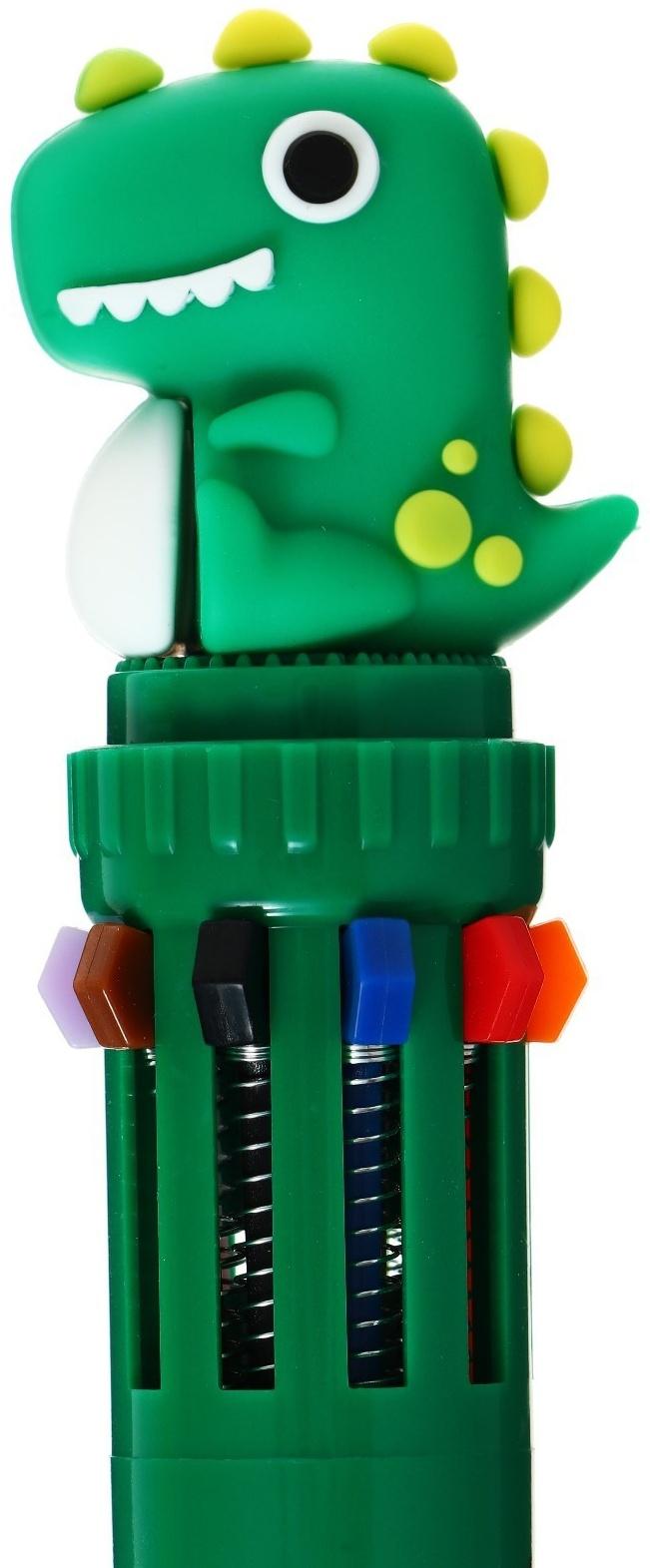 Ручка шариковая автоматическая 10-ти цветная, стержень 0,7мм, Дино МИКС