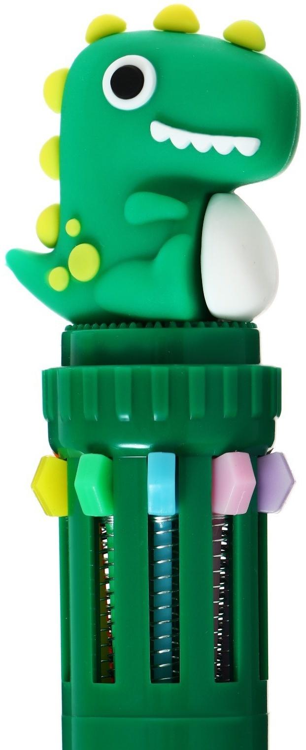 Ручка шариковая автоматическая 10-ти цветная, стержень 0,7мм, Дино МИКС