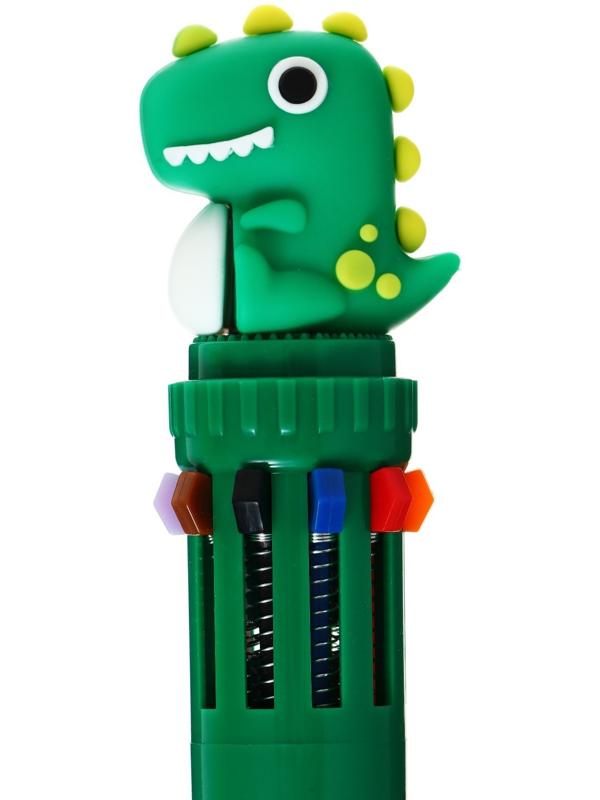 Ручка шариковая автоматическая 10-ти цветная, стержень 0,7мм, Дино МИКС