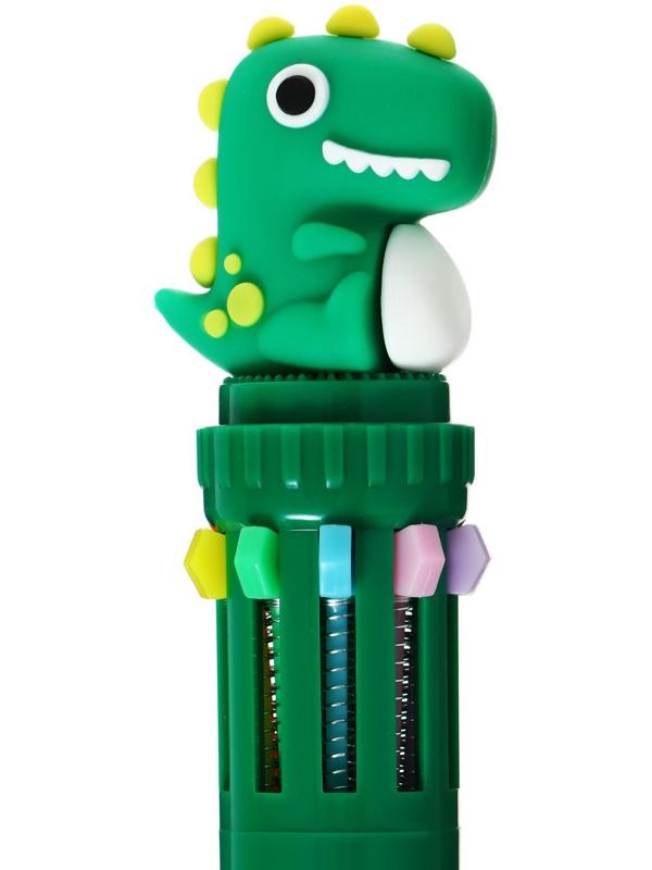 Ручка шариковая автоматическая 10-ти цветная, стержень 0,7мм, Дино МИКС