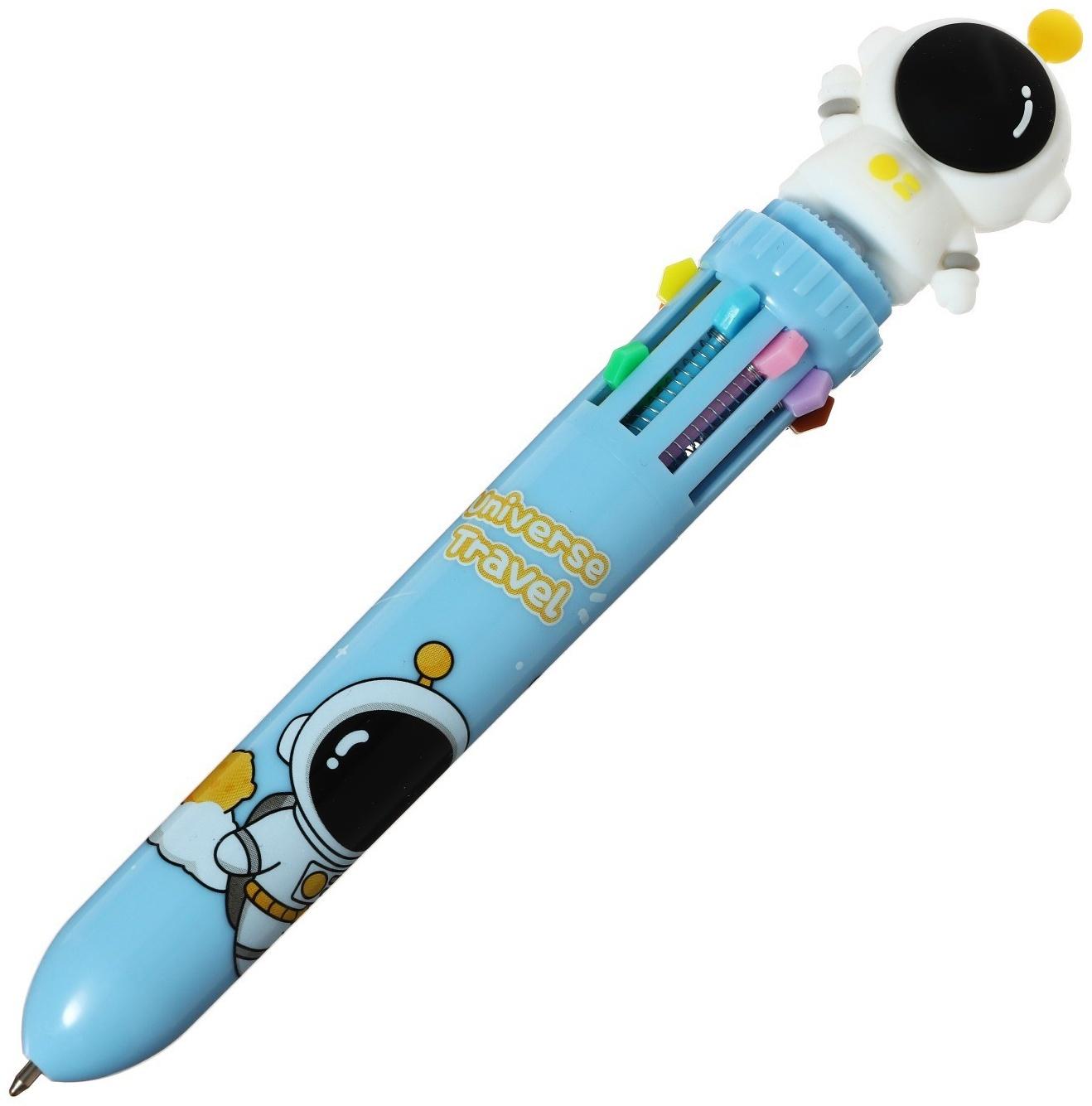 Ручка шариковая автоматическая 10-ти цветная, стержень 0,7мм, АстронавтМИКС