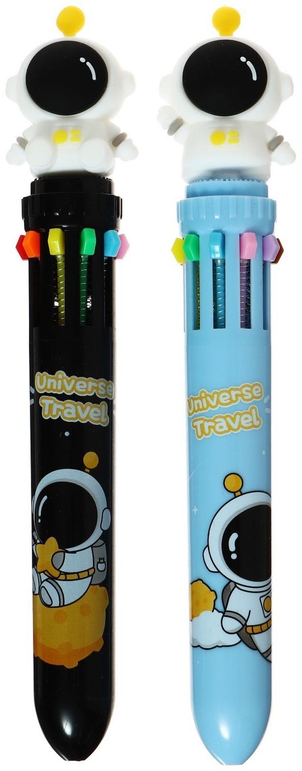 Ручка шариковая автоматическая 10-ти цветная, стержень 0,7мм, АстронавтМИКС