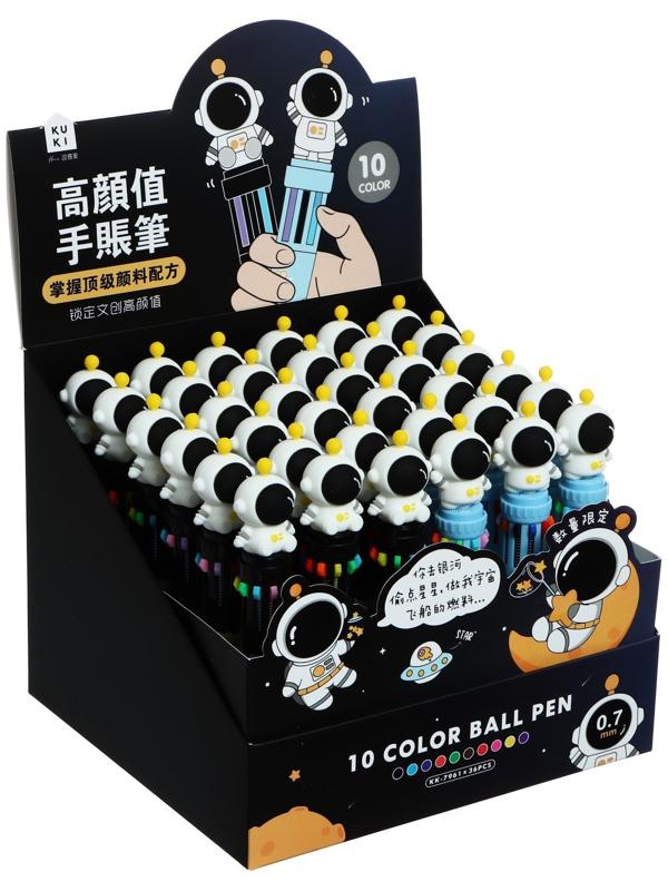 Ручка шариковая автоматическая 10-ти цветная, стержень 0,7мм, АстронавтМИКС