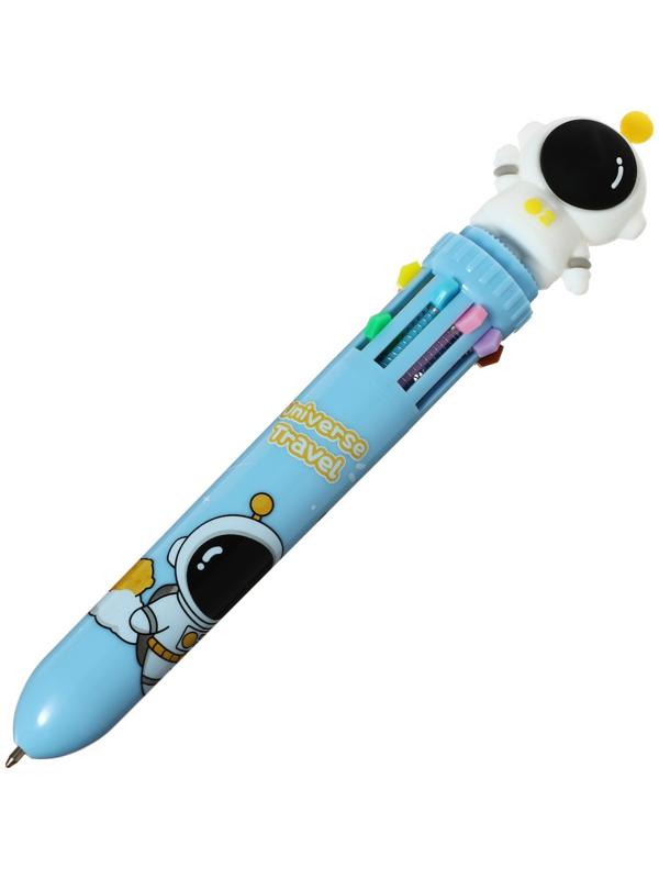 Ручка шариковая автоматическая 10-ти цветная, стержень 0,7мм, АстронавтМИКС